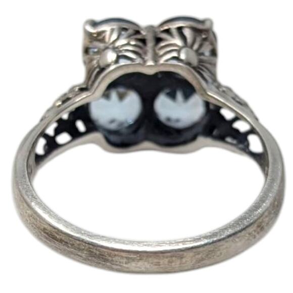 CNA Sterling Silver (.925) Blue Quartz Floral Cluster Ring Size 9, 4.79g Estate - Picture 3 of 6